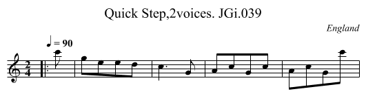 Quick Step,2voices. JGi.039 - staff notation