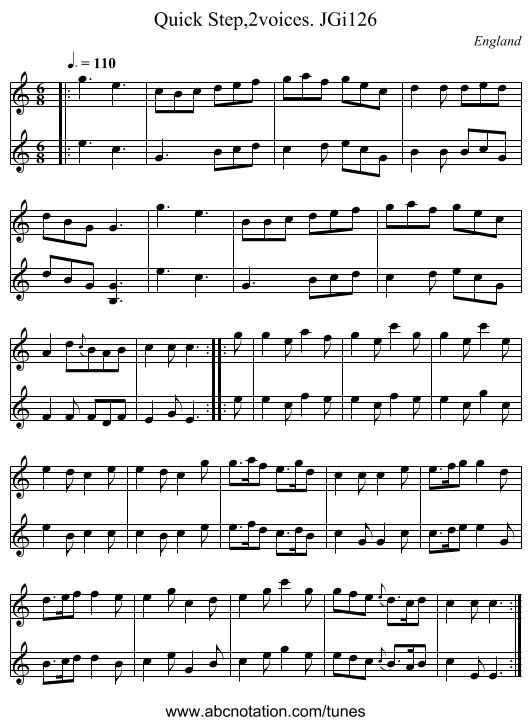 Quick Step,2voices. JGi126 - staff notation