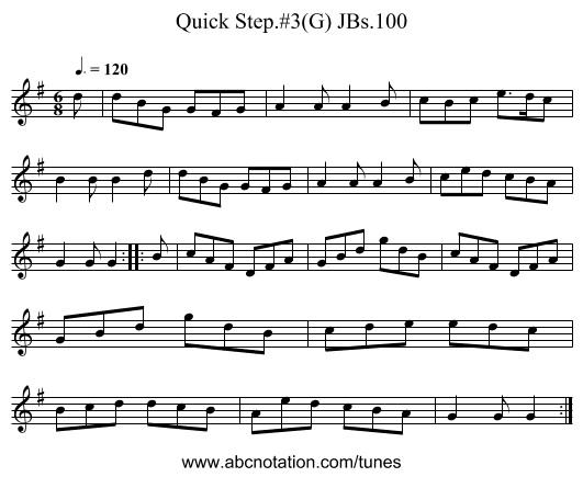 Quick Step.#3(G) JBs.100 - staff notation