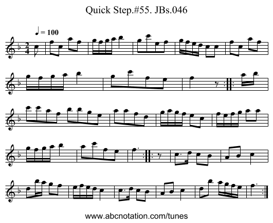 Quick Step.#55. JBs.046 - staff notation