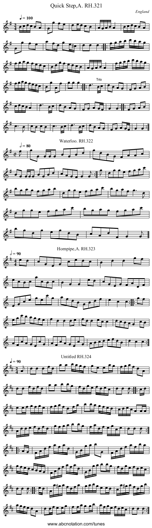 Quick Step,A. RH.321 - staff notation