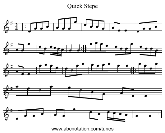 Quick Stepe - staff notation