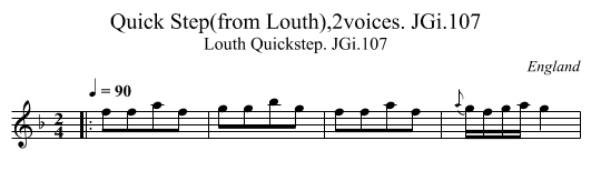 Quick Step(from Louth),2voices. JGi.107 - staff notation