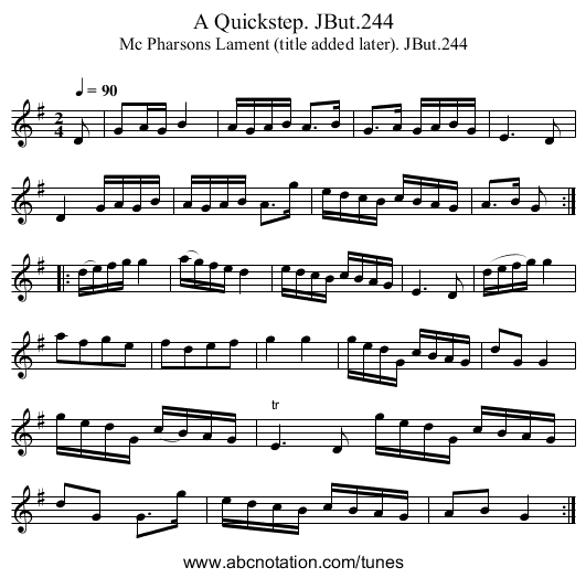 Quickstep. JBut.244, A - staff notation