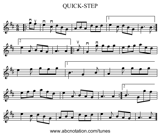 QUICK-STEP - staff notation