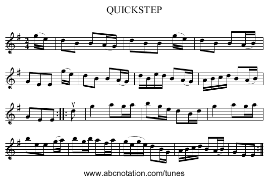 QUICKSTEP - staff notation