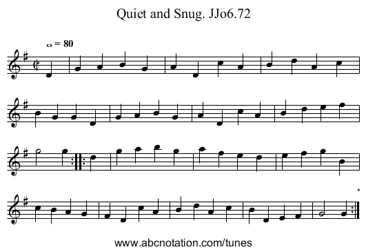 Quiet and Snug. JJo6.72 - staff notation