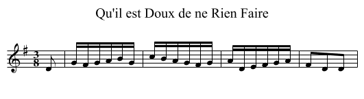 Qu'il est Doux de ne Rien Faire - staff notation