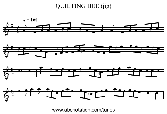 QUILTING BEE (jig) - staff notation