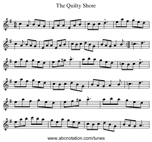 Quilty Shore, The - staff notation