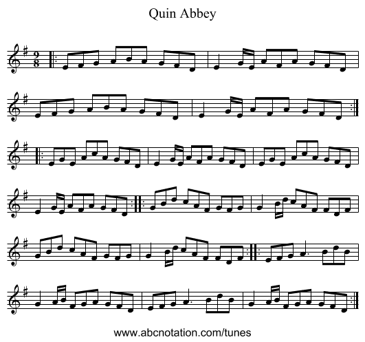 Quin Abbey - staff notation