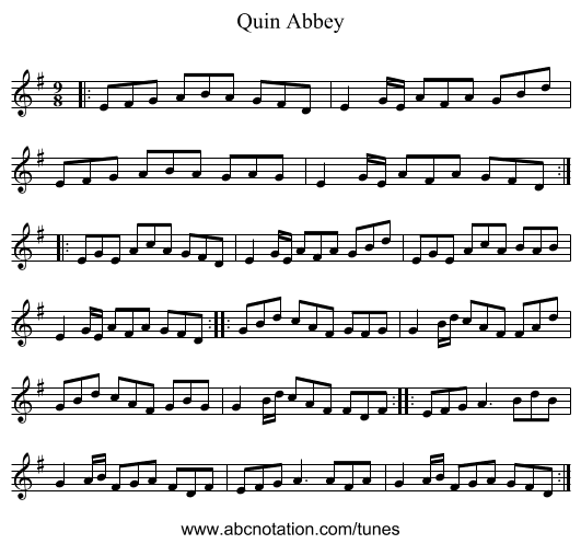 Quin Abbey - staff notation