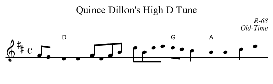 Quince Dillon's High D Tune - staff notation