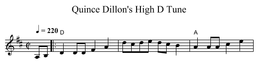 Quince Dillon's High D Tune - staff notation