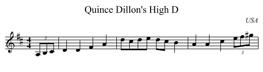 Quince Dillon's High D - staff notation