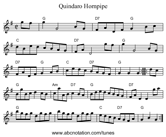 Quindaro Hornpipe - staff notation