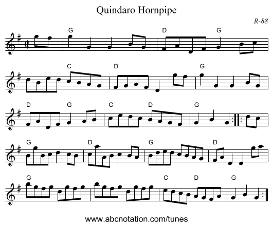 Quindaro Hornpipe - staff notation