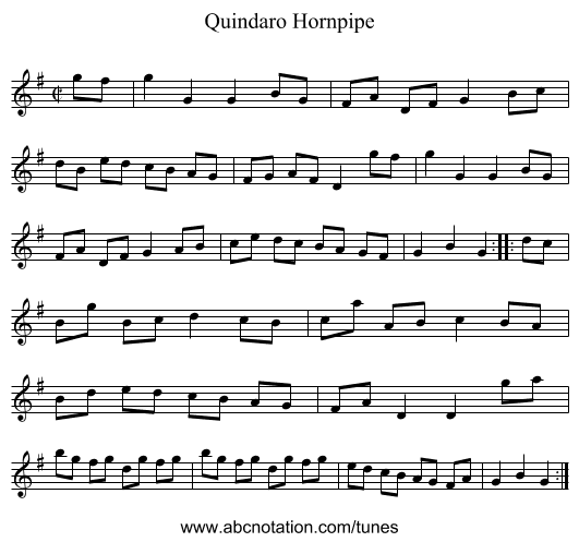 Quindaro Hornpipe - staff notation