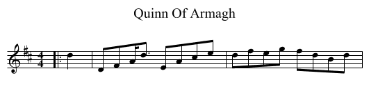 Quinn Of Armagh - staff notation