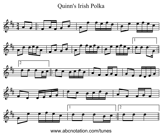 Quinn's Irish Polka - staff notation