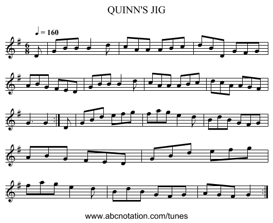 QUINN'S JIG - staff notation