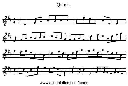 Quinn's - staff notation