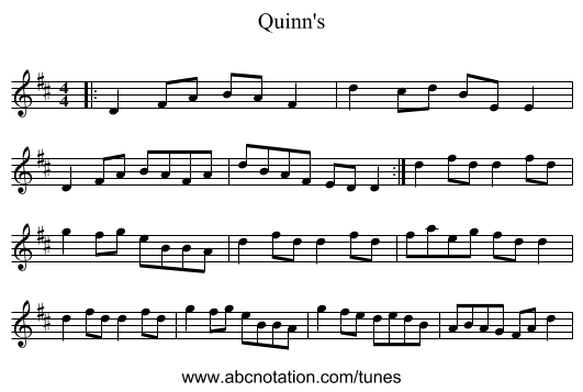 Quinn's - staff notation