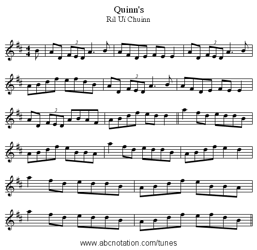 Quinn's - staff notation