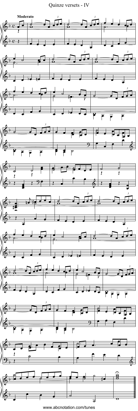 Quinze versets - IV - staff notation
