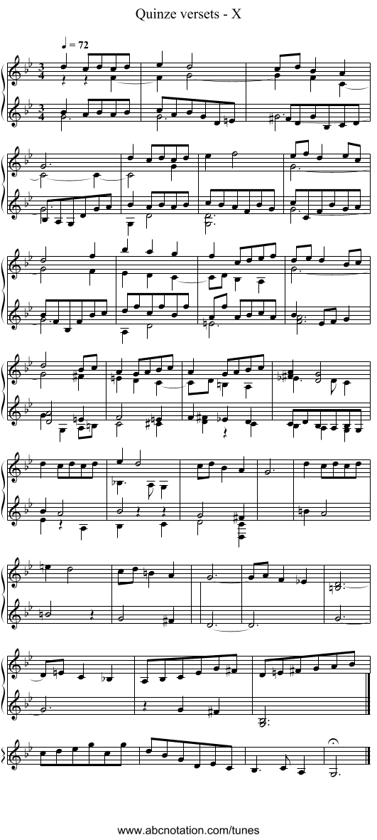Quinze versets - X - staff notation