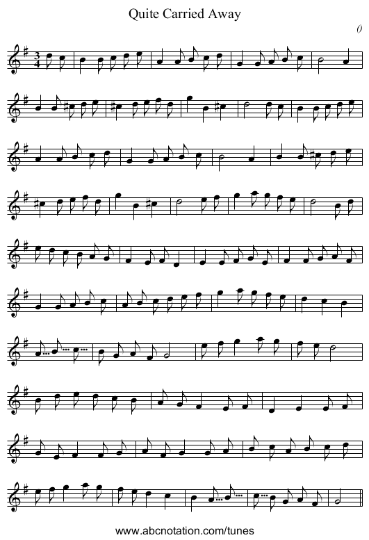 Quite Carried Away - staff notation