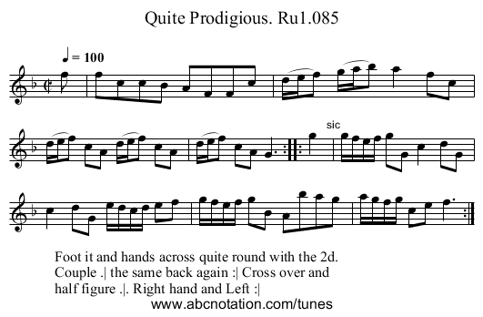 Quite Prodigious. Ru1.085 - staff notation