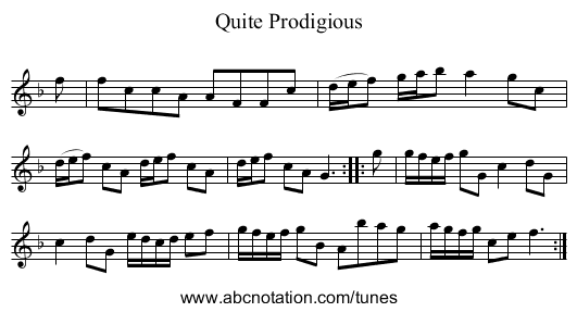 Quite Prodigious - staff notation
