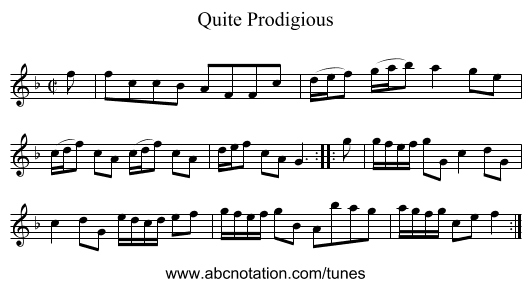 Quite Prodigious - staff notation