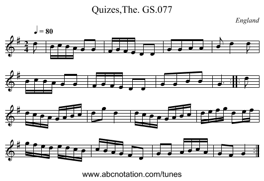 Quizes,The. GS.077 - staff notation