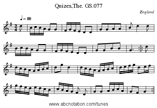 Quizes,The. GS.077 - staff notation
