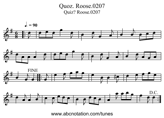 Quoz. Roose.0207 - staff notation