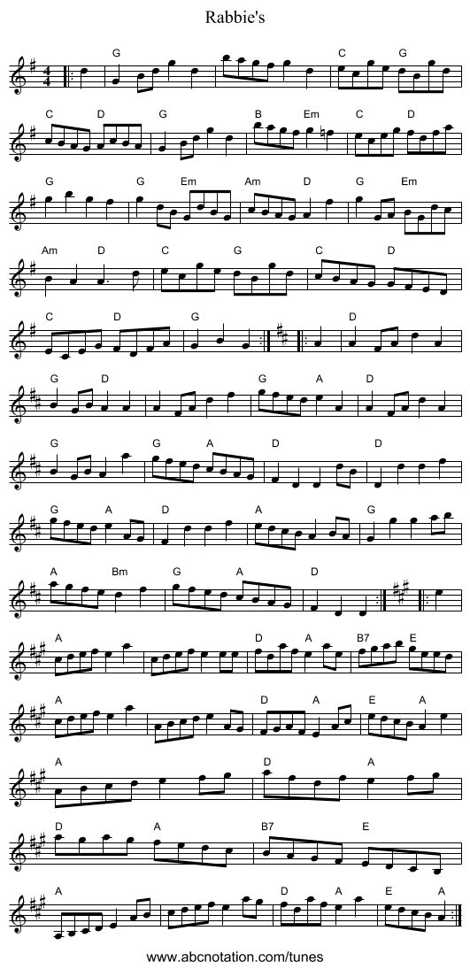 Rabbie's - staff notation