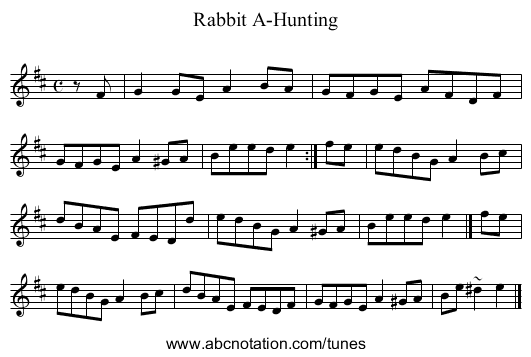 Rabbit A-Hunting - staff notation