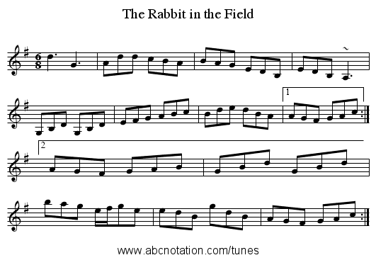 Rabbit in the Field, The - staff notation