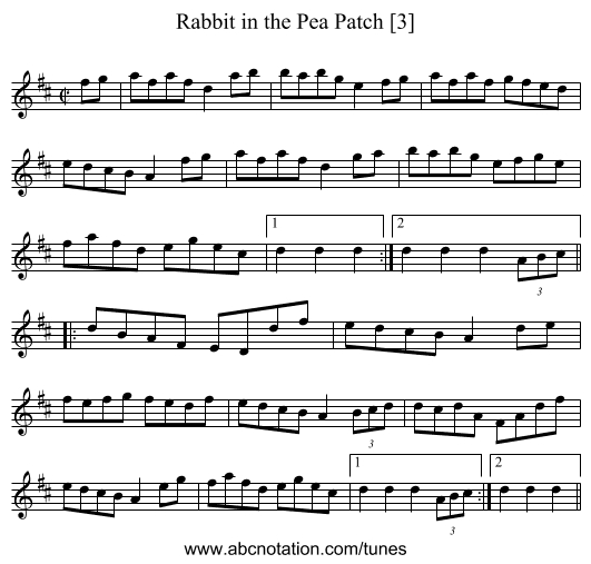 Rabbit in the Pea Patch [3] - staff notation