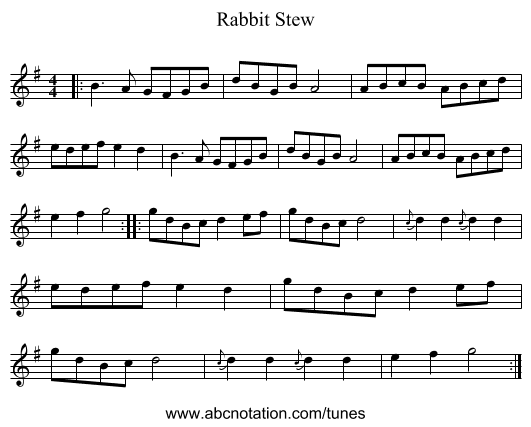 Rabbit Stew - staff notation