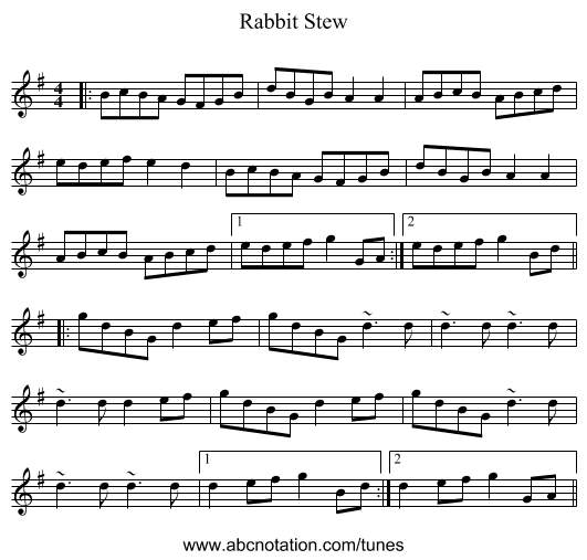 Rabbit Stew - staff notation