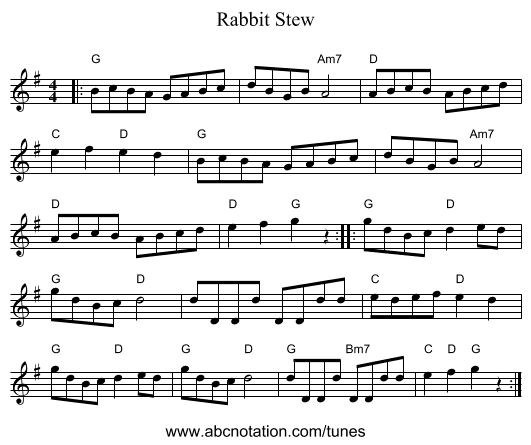 Rabbit Stew - staff notation