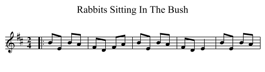 Rabbits Sitting In The Bush - staff notation
