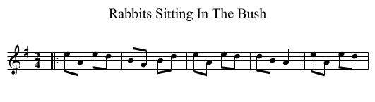 Rabbits Sitting In The Bush - staff notation
