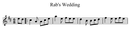 Rab's Wedding - staff notation