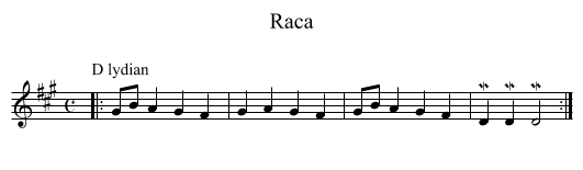 Raca - staff notation