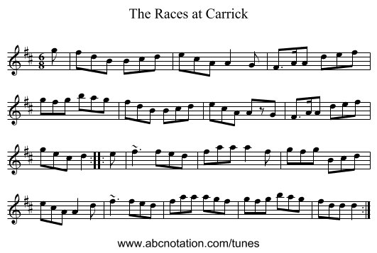 Races at Carrick, The - staff notation