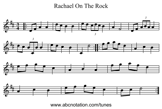 Rachael On The Rock - staff notation